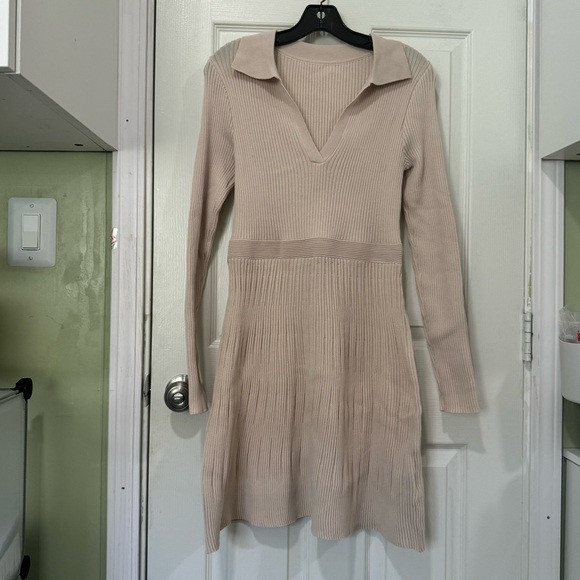 SHEIN Apricot Ribbed Knit Mini Sweater Dress size Medium - Picture 7 of 11